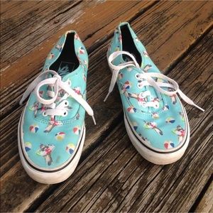 Vans Off The Wall Pool Cats Canvas Sneakers Womens 6.5 Mens 5 EU 36.5 Aqua Shoes